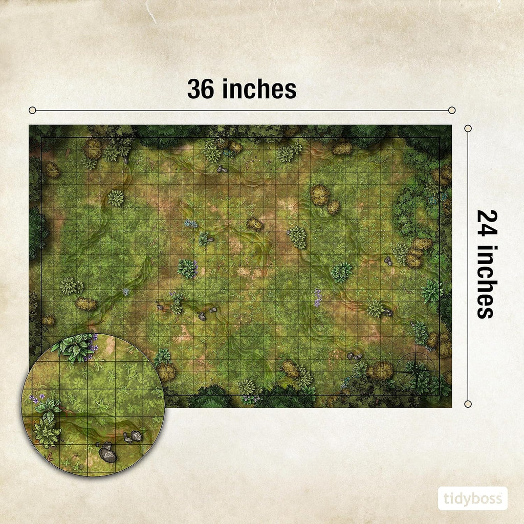 DND Expansion Pack | 3 X Double Sides 24X 36 Game Grid Mat | 6 Terrains with Lava, Sea, Forest, Cave, Swamp and Desert | Includes 2 X Dry Erase Markers, Eraser and Clips