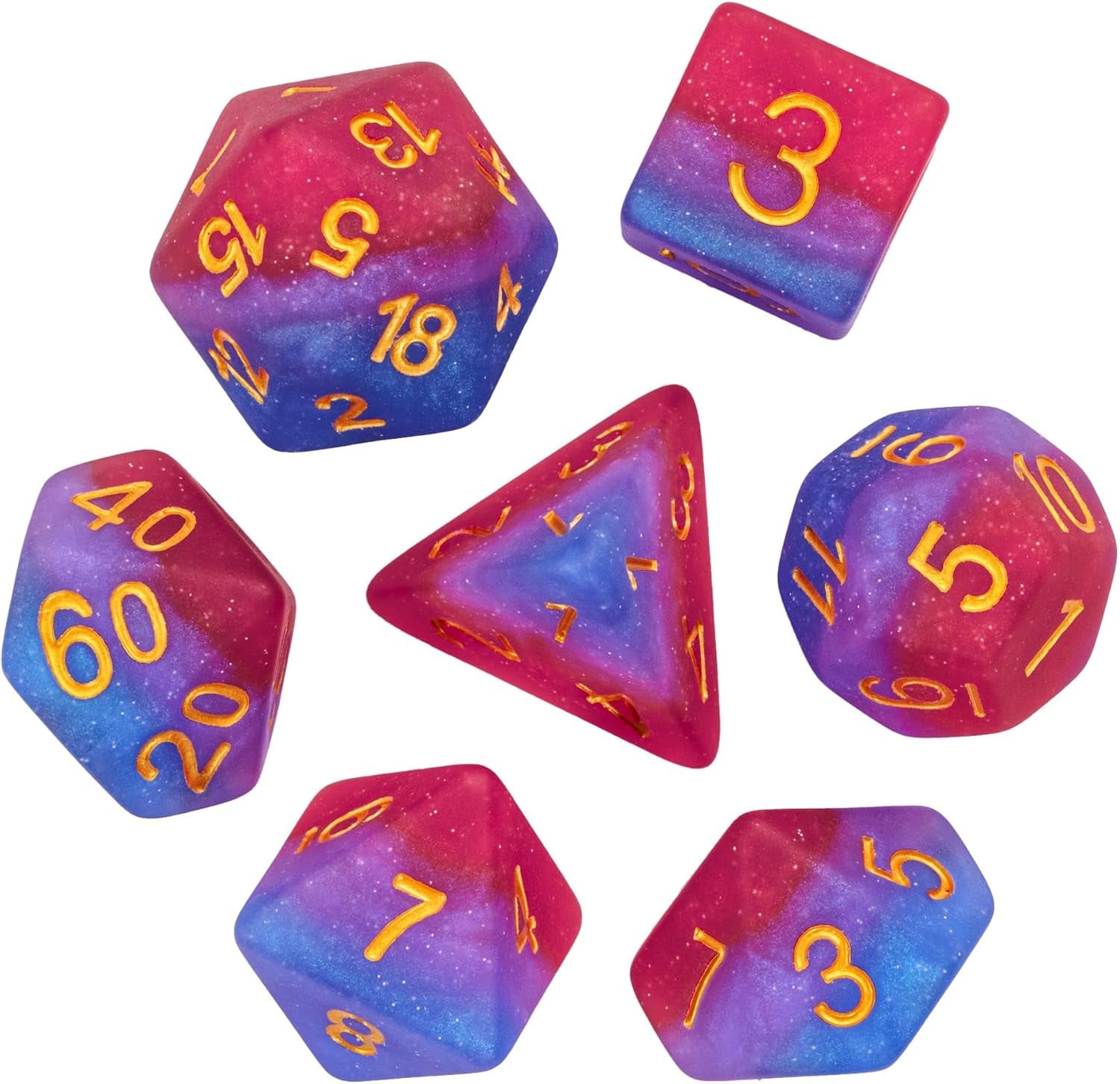 7PCS DND Dice Bisexual-Pride Polyhedral Dice Set D&D Homosexual Flag for RPG and Other Tabletop Games(Matte)