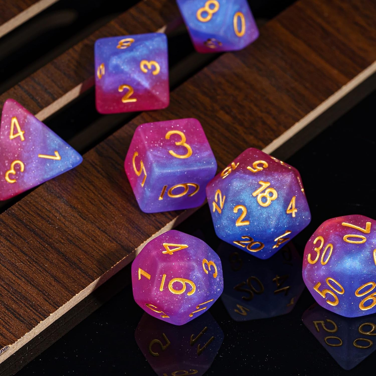 7PCS DND Dice Bisexual-Pride Polyhedral Dice Set D&D Homosexual Flag for RPG and Other Tabletop Games(Matte)