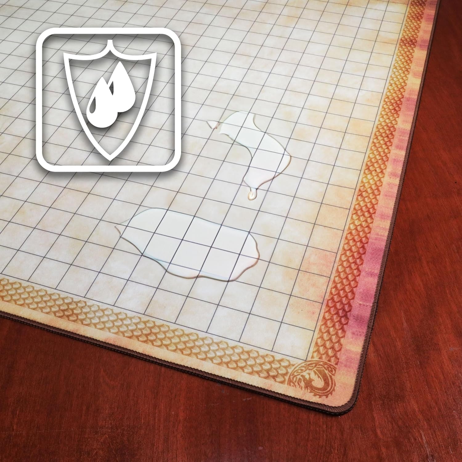 Deluxe RPG Grid Mat - DND Map (24X36In) with Premium Rubber, Non-Slip Grip, No Creasing - Dry Erase DND Mat Set for Masters and Starters, Erasable Parchment with Travel Pouch, Marker Set