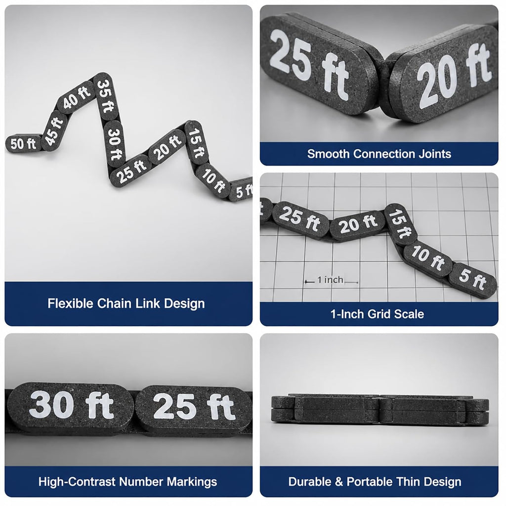 10" Articulated DND Movement Ruler, Flexible Measuring Gauge for Tabletop RPG Miniatures, Pathfinder & Wargaming Tool, Precise 5-50Ft Scale, Durable Non-Removable Links