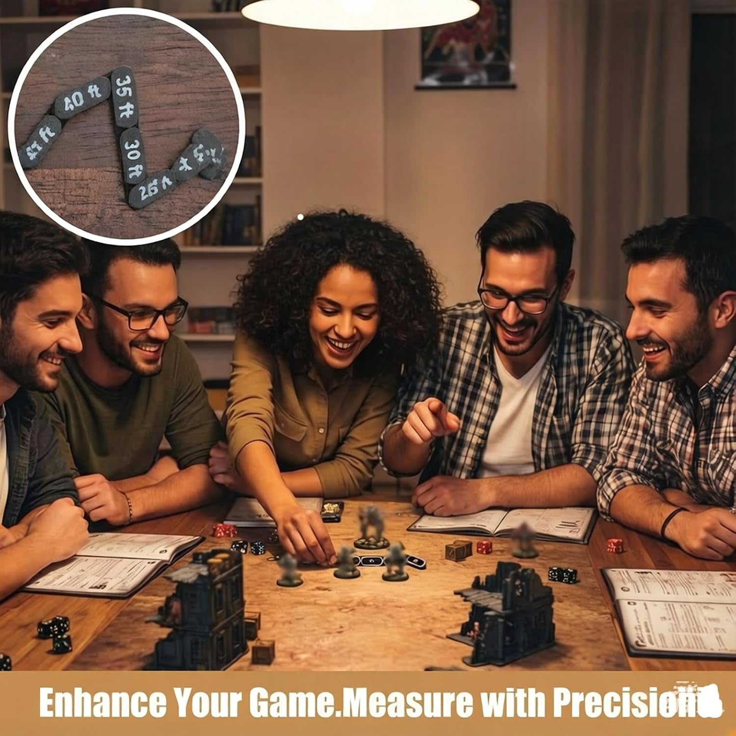 10" Articulated DND Movement Ruler, Flexible Measuring Gauge for Tabletop RPG Miniatures, Pathfinder & Wargaming Tool, Precise 5-50Ft Scale, Durable Non-Removable Links