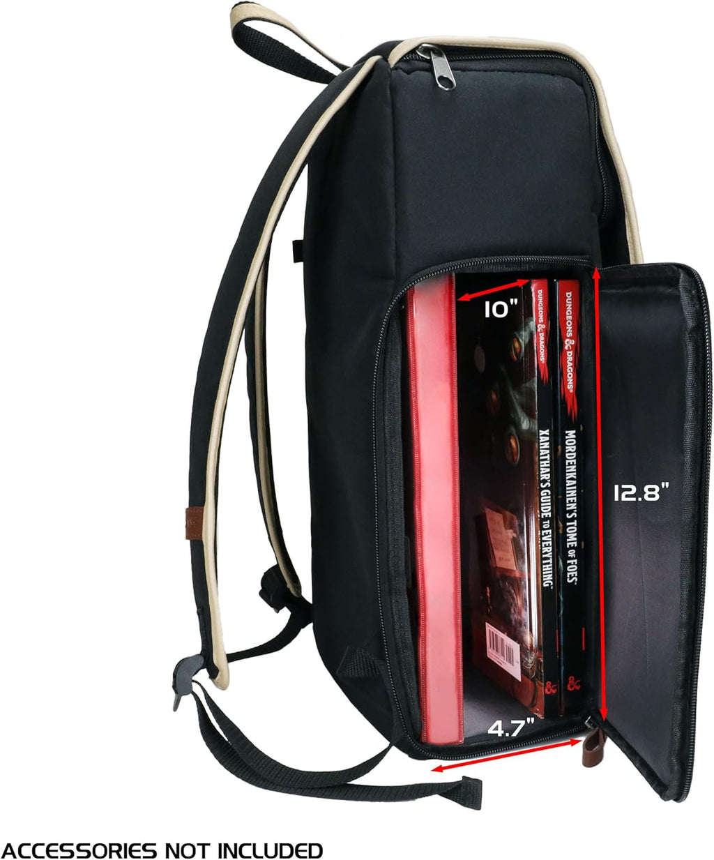 Designer Edition Dnd Backpack - Stylish RPG Backpack for Dungeons and Dragons - Travel Dnd Bag Fits 4 Books and Binder with Miniature Storage, Map Holder, Comfortable Shoulder Straps (Black)