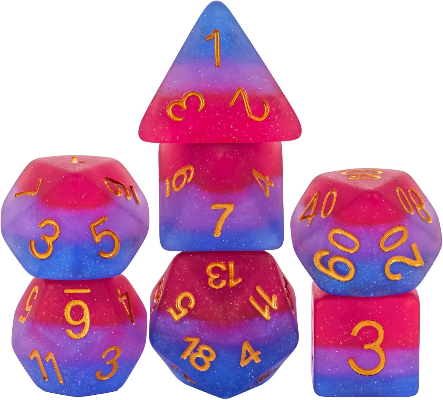 7PCS DND Dice Bisexual-Pride Polyhedral Dice Set D&D Homosexual Flag for RPG and Other Tabletop Games(Matte)