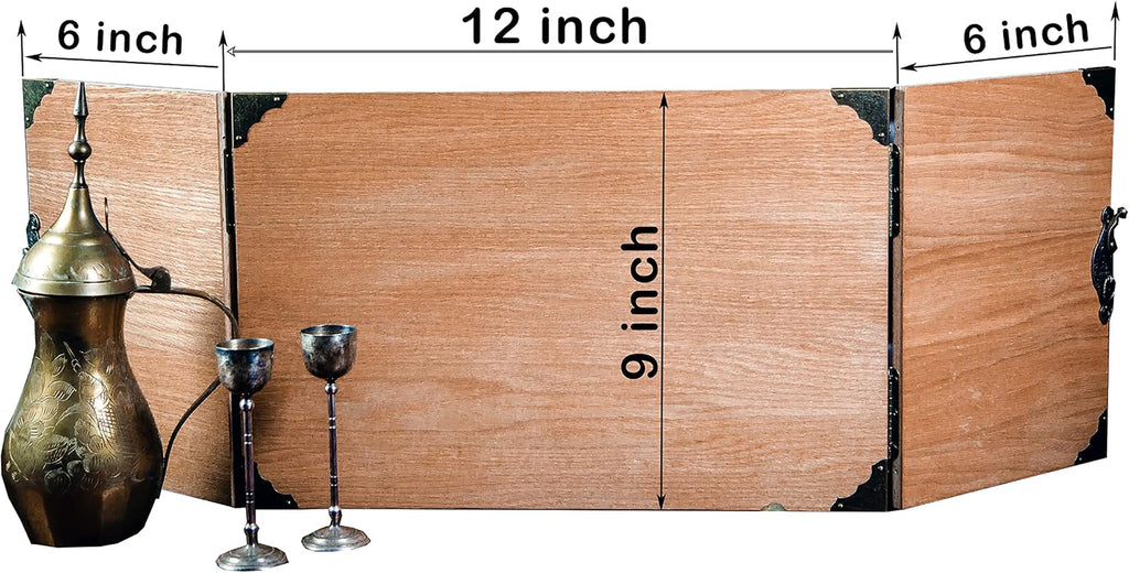 Game Master Screen Made for Board Role Playing Game - Wooden Handcrafted GM Screen Set - DM Gift Idea - Gifts for Him and Her (Medium 12X9" Foldable, Dices)