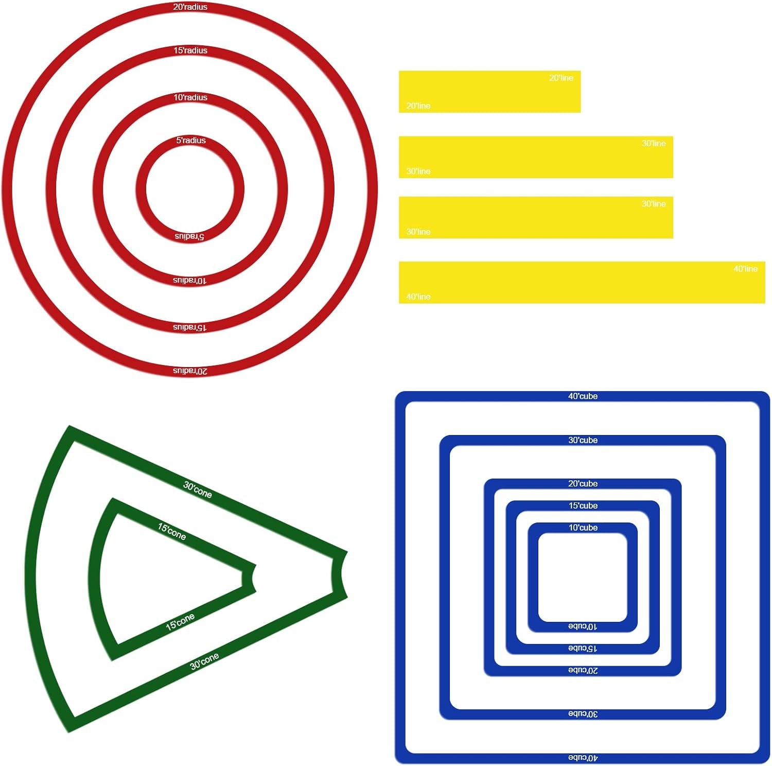 15 Pcs Area of Effect Spell Templates, DND Spell Templates, Acrylic Spell AOE Damage Template Set, Include 5 Cube 4 Circle 2 Cone 4 Line Templates, Tabletop RPG Gaming Accessories.