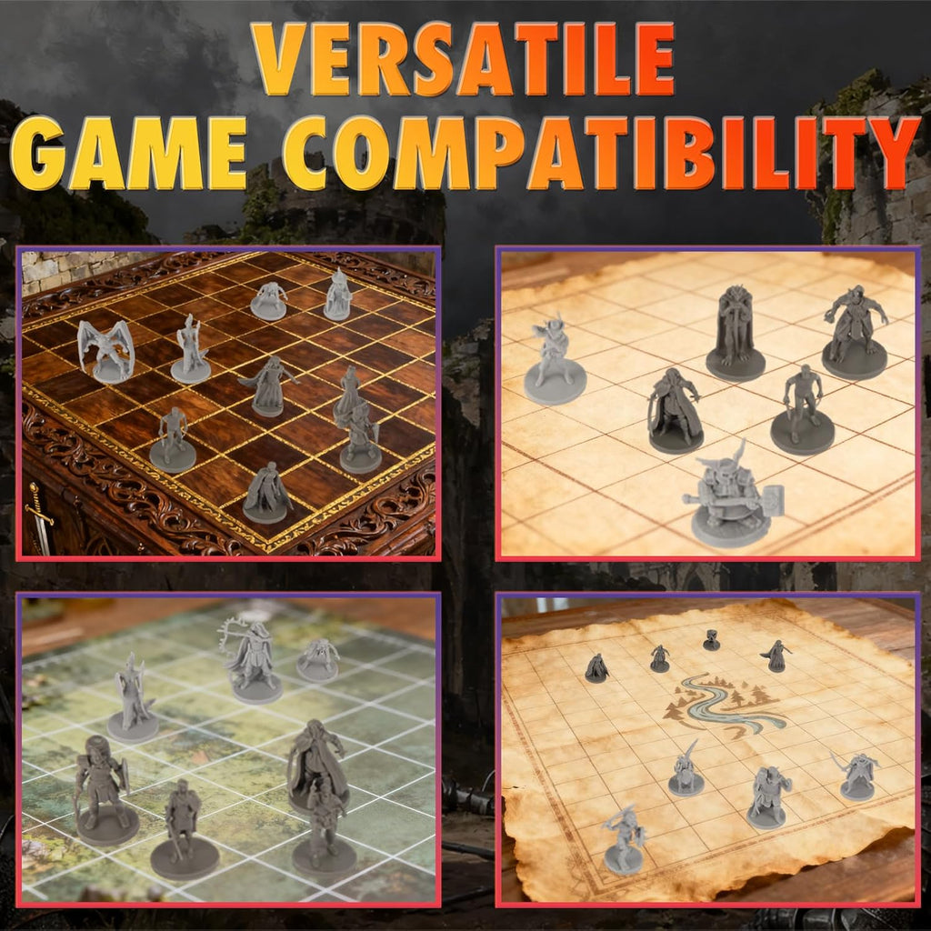50 Unique Miniatures Fantasy Tabletop RPG Figures for Dungeons and Dragons, Pathfinder Roleplaying Games, Bulk Unpainted, Great for D&D