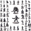 50 Unique Miniatures Fantasy Tabletop RPG Figures for Dungeons and Dragons, Pathfinder Roleplaying Games, Bulk Unpainted, Great for D&D