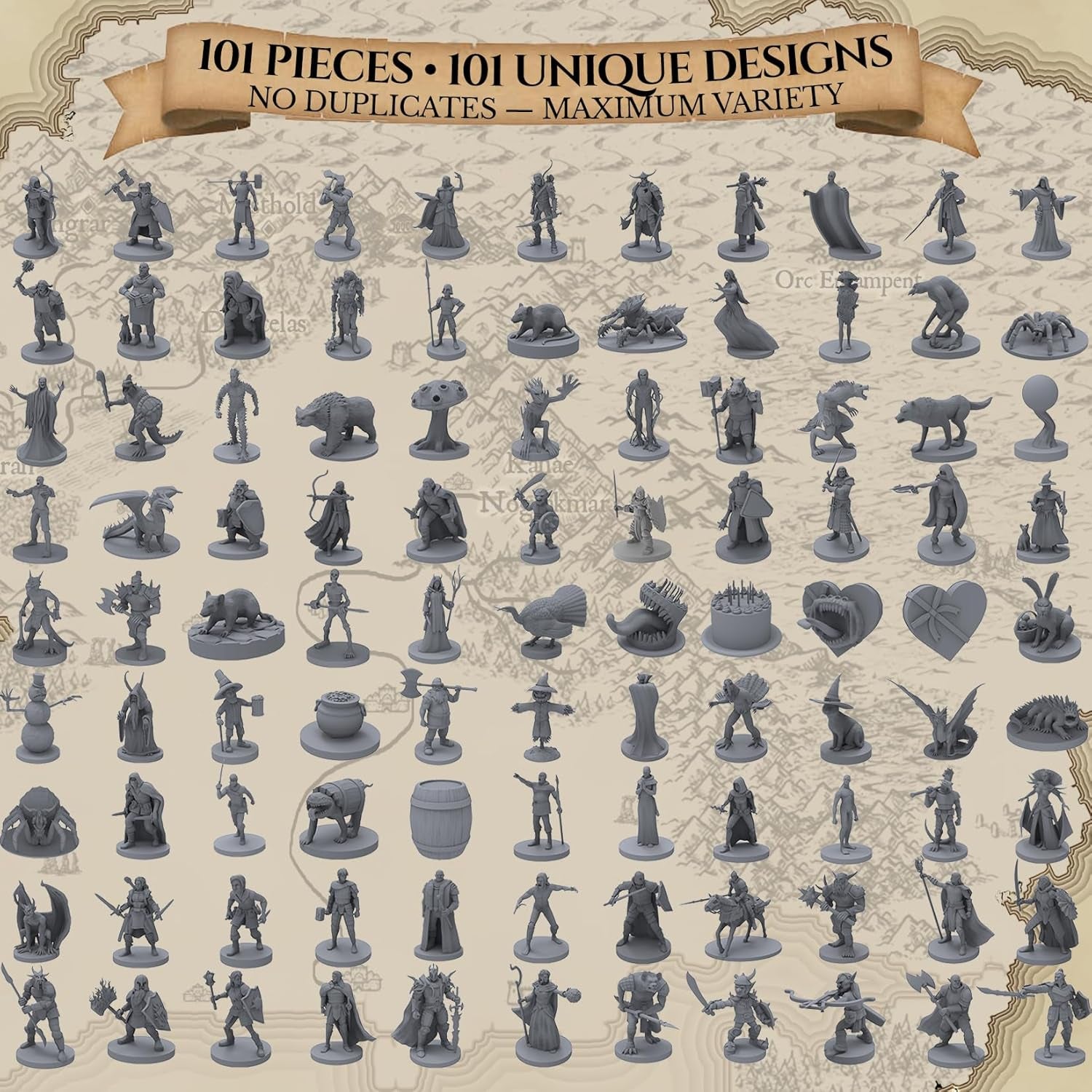 101 Unique Miniatures - Mythical Heroes Complete Edition - Suitable Size for DND