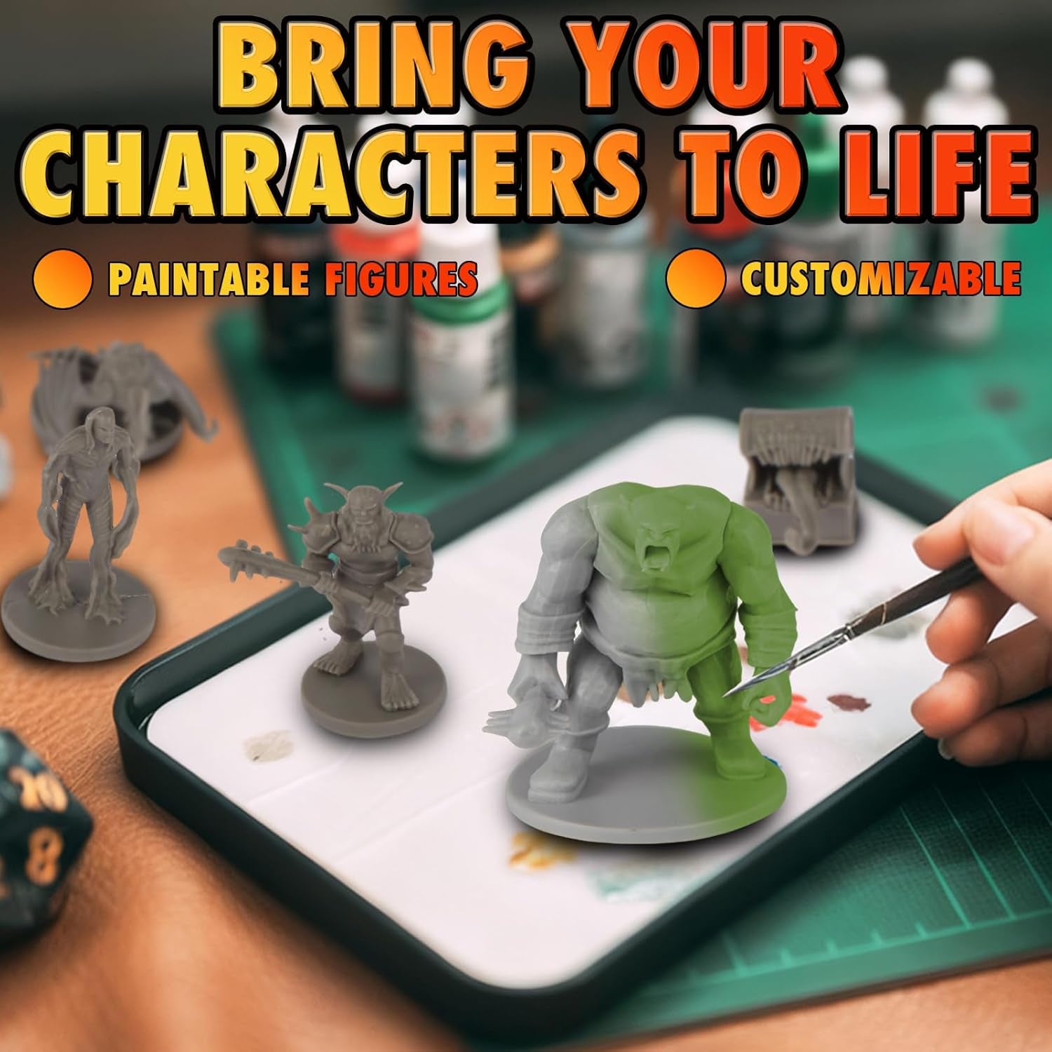 50 Unique Miniatures Fantasy Tabletop RPG Figures for Dungeons and Dragons, Pathfinder Roleplaying Games, Bulk Unpainted, Great for D&D