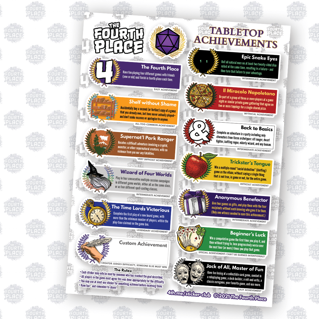 Tabletop Achievements Stickers